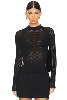 Knit Mesh Long Sleeve Top
