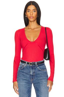 x Intimately FP Victoria Plunge Bodysuit In Garnet Rose