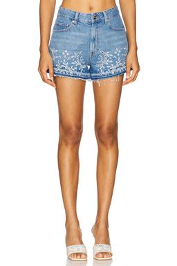 Broderie Anglaise Denim Shorts