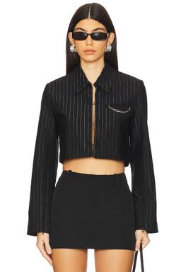 Compact Stripe Jersey Short Blazer