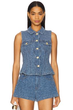 Fluffy Denim Fitted Top