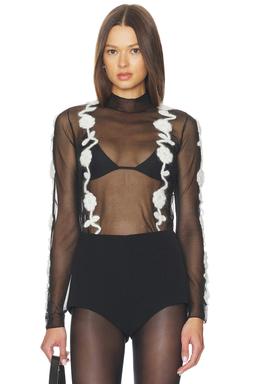 Sheer Flower Crochet Applique Top