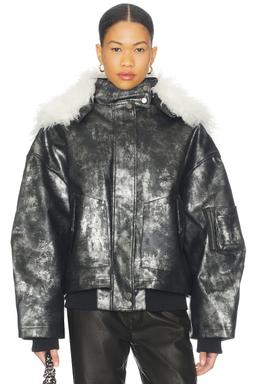 Xl Faux Fur Collar Bomber Jacket
