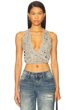 Crystal Studded Backless Top