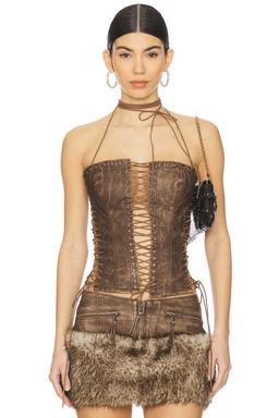 Odile Faux Suede Lace Up Corset