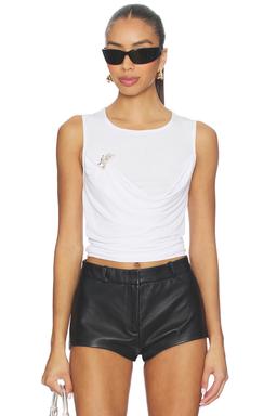 Cowl Neck Draped Tank With Brooch