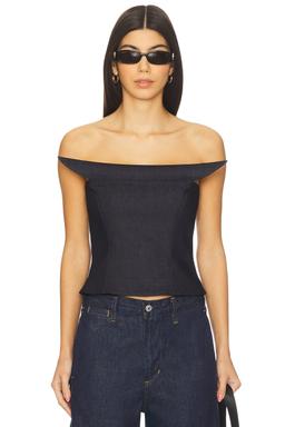 Symmetrical Sculpted Denim Corset Top