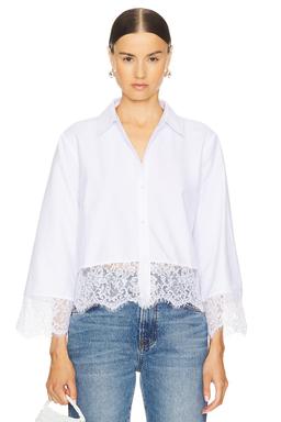 Levo Lace Trim Cropped Shirt