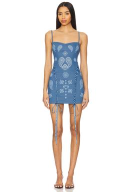 x REVOLVE Lace Up Denim Mini Dress