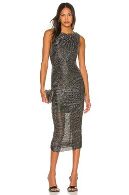 Olivia Pleated Mesh Midi Dress