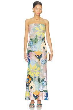 Floral Jacquard Embroidered Gown