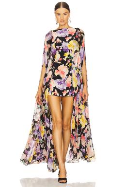 Coralia Gathered Cape Dress