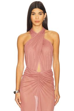 Mesh Halter Cutout Bodysuit