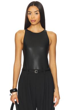Faux Leather Halter Bodysuit
