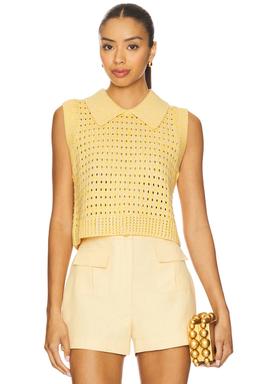 Knit Mesh Collared Tank Top