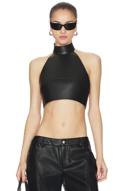 Buckled Leather Bustier Top