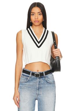 Jade Varsity Cropped Vest