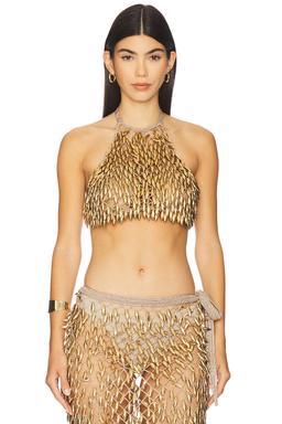 Adora Hand Crochet Beaded Halter Top