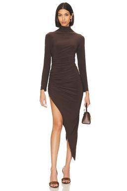 Turtle Neck Side Drape Gown