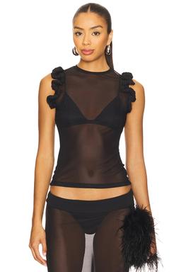 Mesh Ruffle Top
