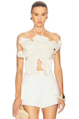 Hand Beaded Flower Top