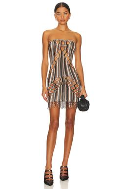 Haze Dress Shapewear Fishnet Bandeau Fringe Dress