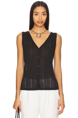 Button Front Ribbed Tank