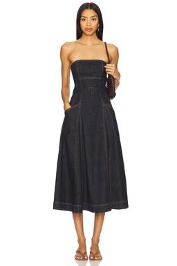 Denim Bandeau Midi Dress