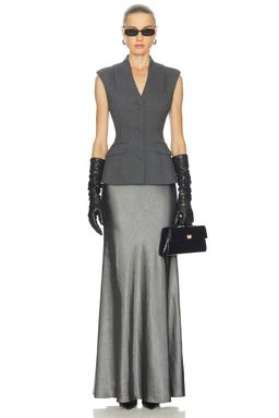 Tailored Satin Maxi Dress