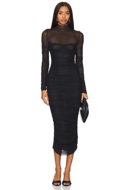 Trina Mesh Ruched Midi Dress