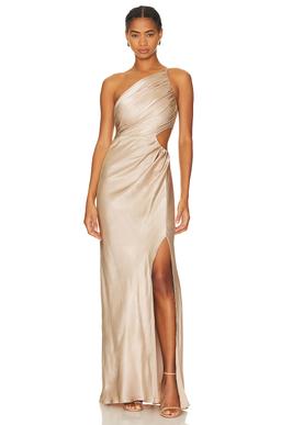 La Lune Asymmetrical Gathered Maxi Dress