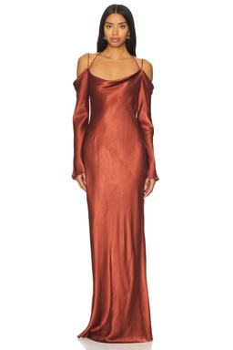 Lino Off Shoulder Tie Maxi Dress