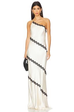 Camille Lace Asymmetrical Maxi Dress