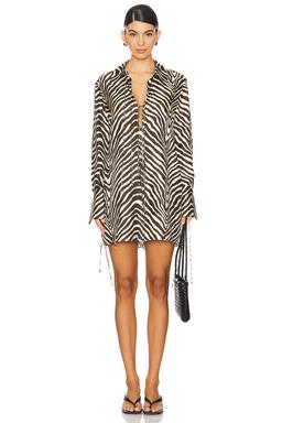 Sana Silk Shirt Tie Mini Dress