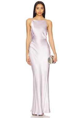 La Lune High Neck Ruched Maxi Dress