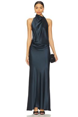 Halter Drape Bias Dress