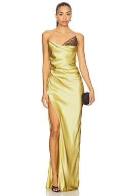 Lace Inset Cowl Gown