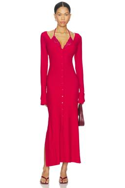 Ribbed Jersey Cardigan Dress