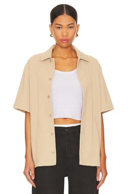 Ribbed Knit Camp Shirt