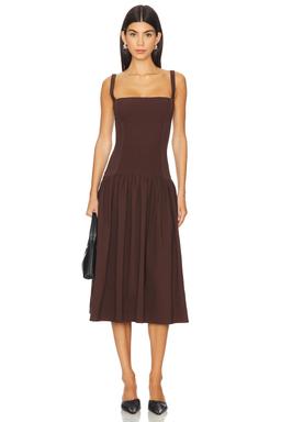 Smocked Drop Waist Midi Dress