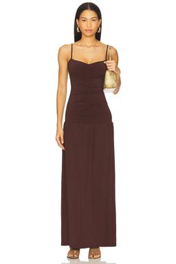 Ruched Front Scoop Maxi Dress