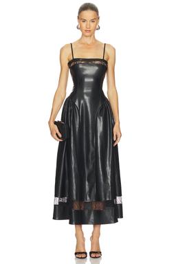 Lace Panel Corset Midi Dress