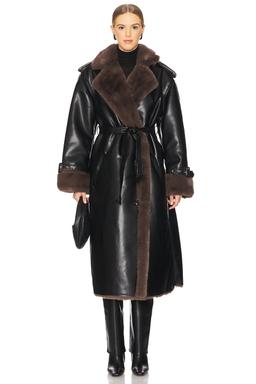 Bonded Faux Fur Trench Coat