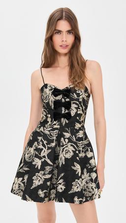 Daniela Bow Structured Pleated Mini Dress