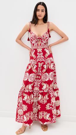 Minka Tie Front Maxi Dress with Tassels