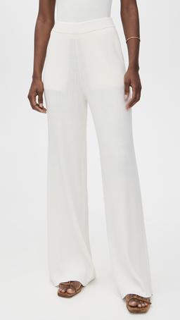 Cotton Cashmere Ribbed Wide Leg Pants