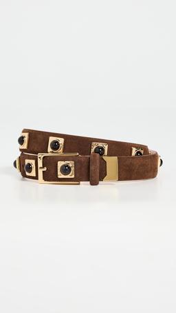 No. 2 Chocolate Suede Studded Belt