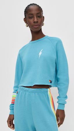 Bolt Rugby Stitch Cropped Crew Sweatshirt