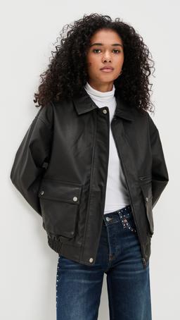 Utility Faux Leather Coat