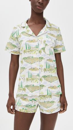 Short Sleeve Cotton Knit Boxer Pajama Set